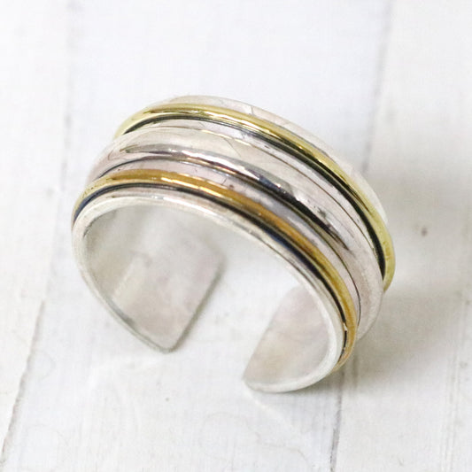hobo : Straight Line Ring 925 Silver with Brass