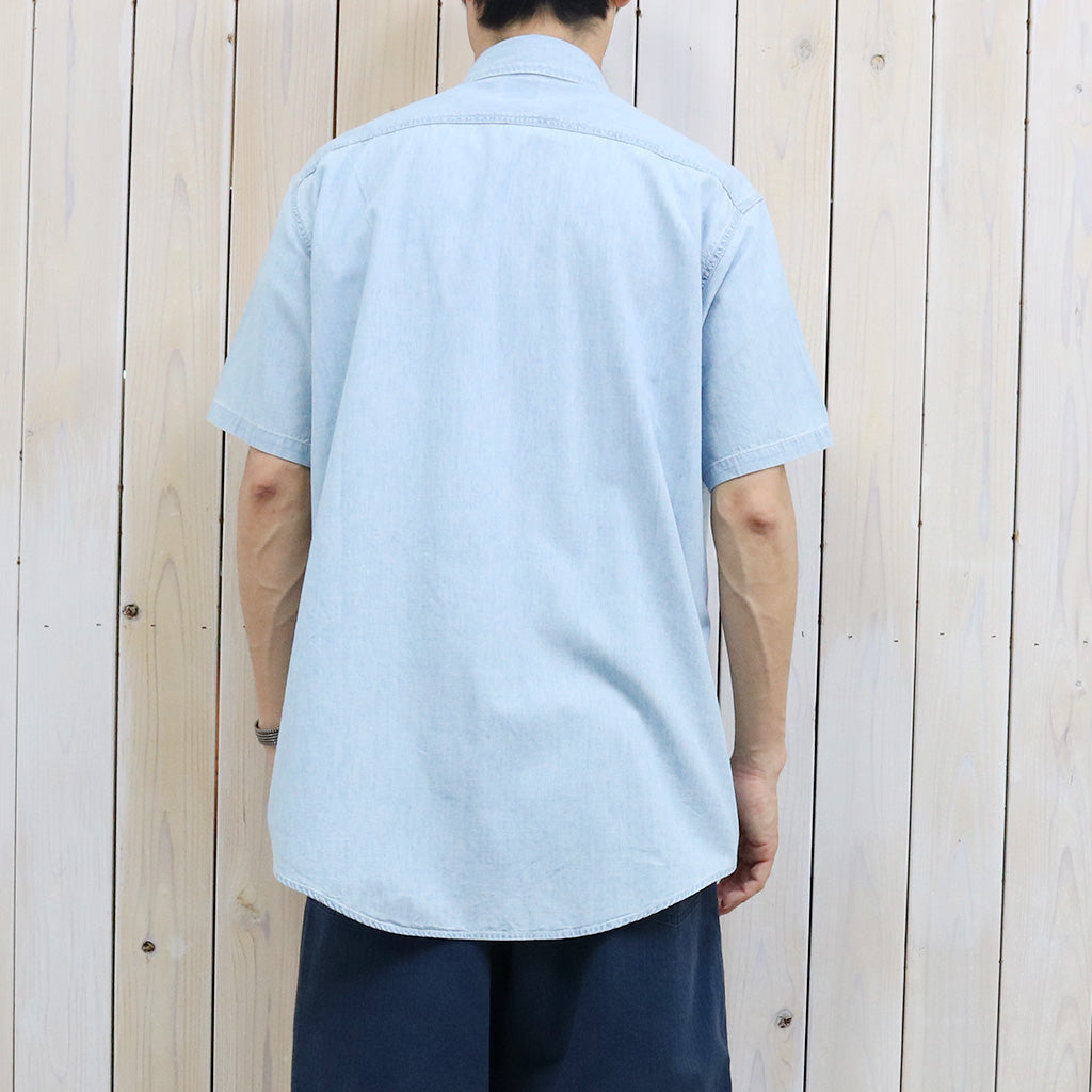 orSlow : SHORT SLEEVE CHAMBRAY WORK SHIRT WITH FLAP POCKET (CHAMBRAY BLEACH)