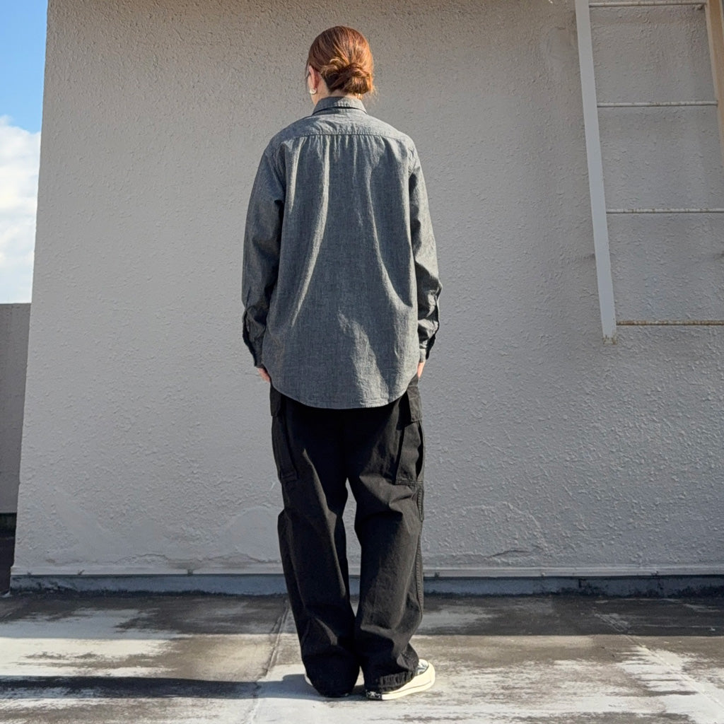 orSlow : BLACK CHAMBRAY WORK SHIRT (BLACK)
