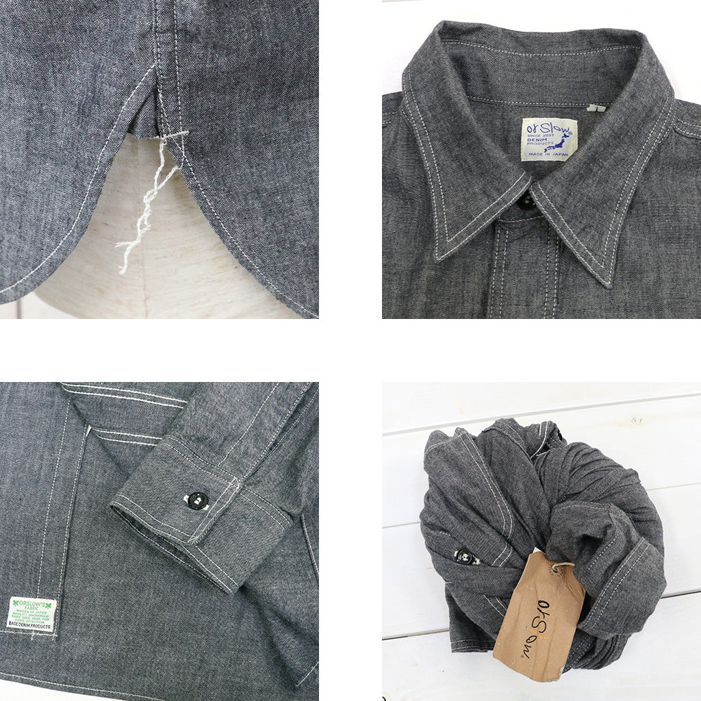 orSlow : RELAX FIT BLACK CHAMBRAY WORK SHIRT (BLACK) (01-8270-61)