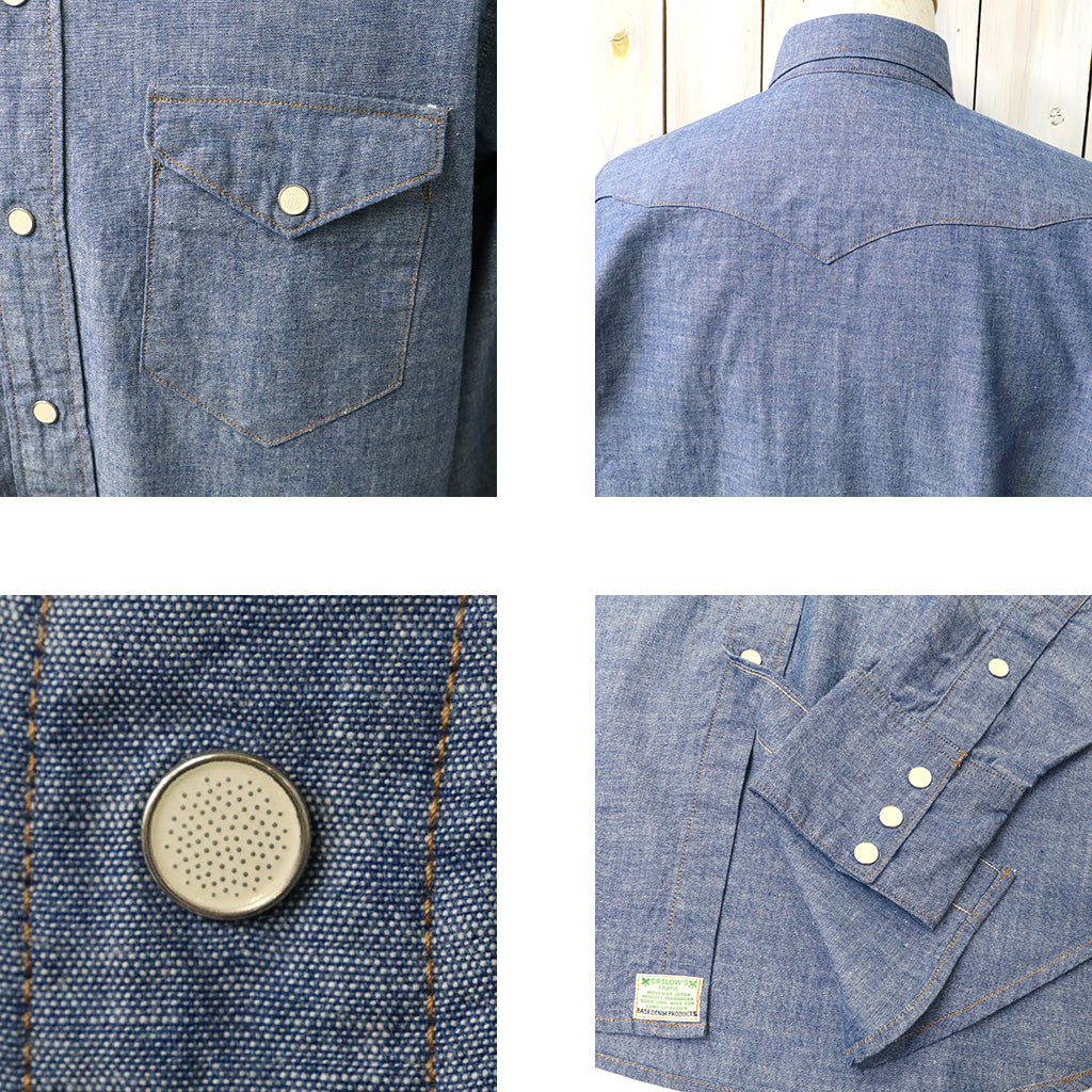 orSlow : RELAXED CHAMBRAY WESTERN SHIRT-BLUE (01-8224-84)