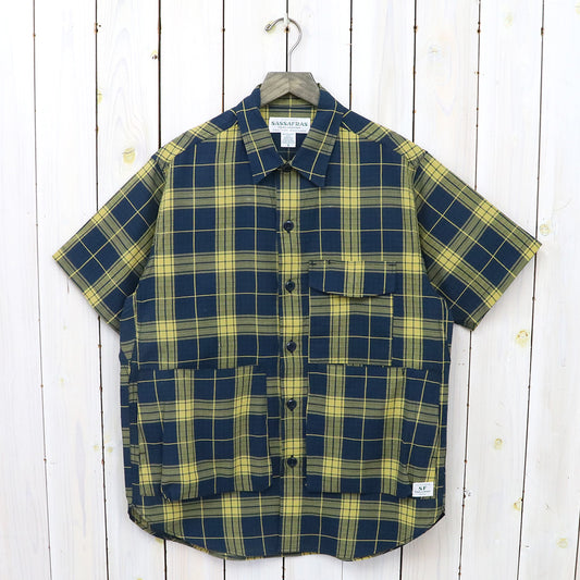 SASSAFRAS『DIGS CREW HALF 1/2(DOBBY TARTAN CHECK)』(NAVY)
