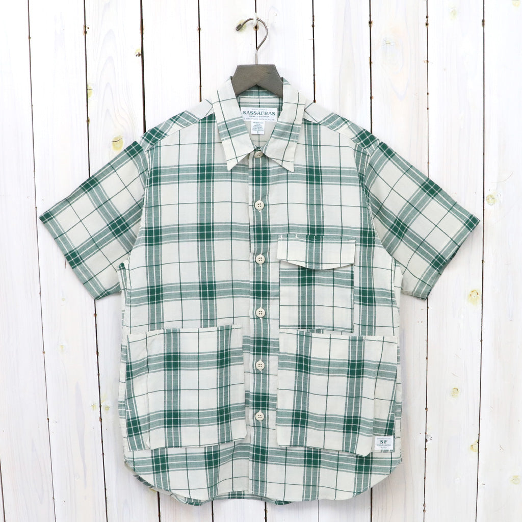 SASSAFRAS『DIGS CREW HALF 1/2(DOBBY TARTAN CHECK)』(WHITE)