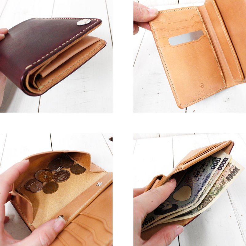 【SALE40%OFF】MOTO『W2D 手染めウォレット』(Burgundy)