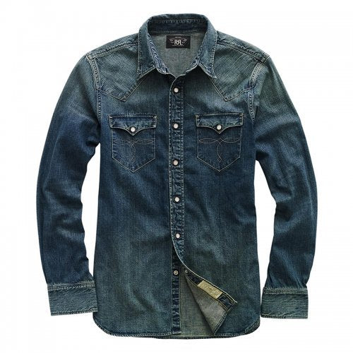 Double RL : INDIGO BUFFALO WESTERN SHIRT (DARK WASH)