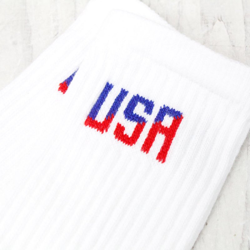 AWS : USA CREW 3P SOCKS (WHITE)