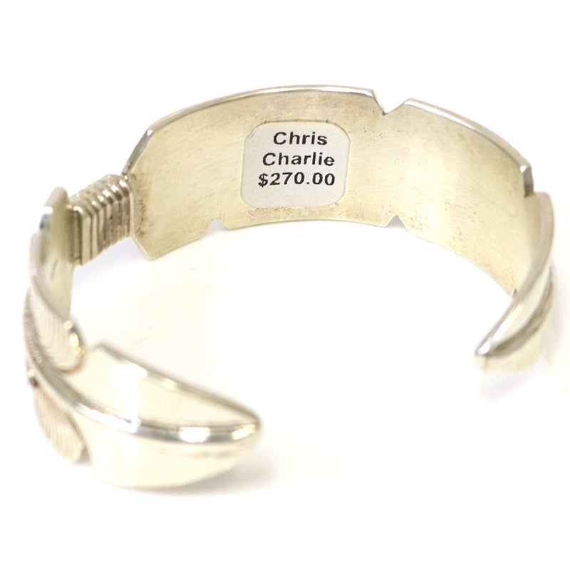 Indian Jewelry : Navajo Chris Charlie Feather Bangle 925 Silver