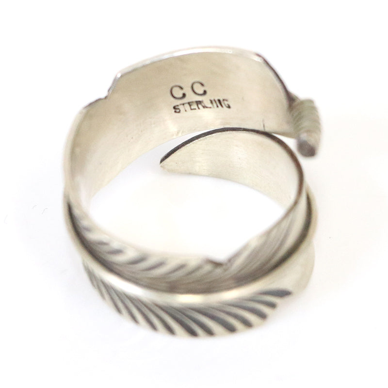 Indian Jewelry : Navajo Chris Charley Feather Ring Type-A