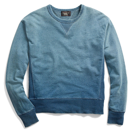 Double RL : INDIGO FRENCH TERRY SWEATSHIRT (WASHED BLUE INDIGO)