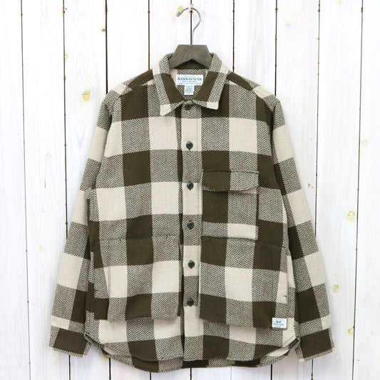 SASSAFRAS『DIGS CREW HALF(WOOLLY HERRINGBONE CHECK)』(OLIVE)