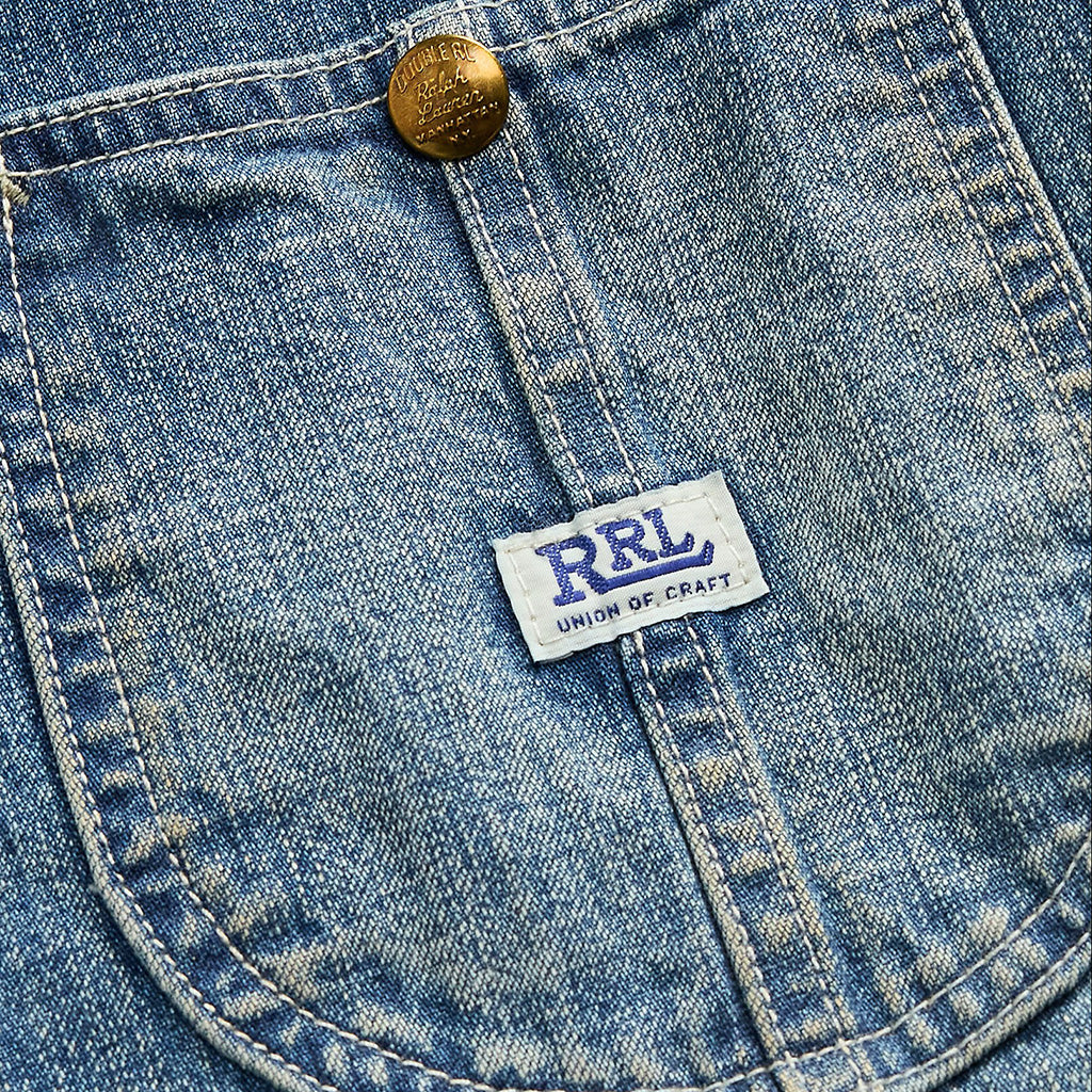 Double RL : CORDUROY-COLLAR INDIGO DENIM JACKET (BLUE)