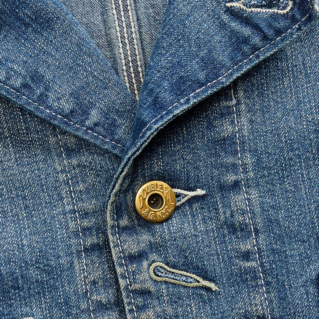 Double RL : CORDUROY-COLLAR INDIGO DENIM JACKET (BLUE)