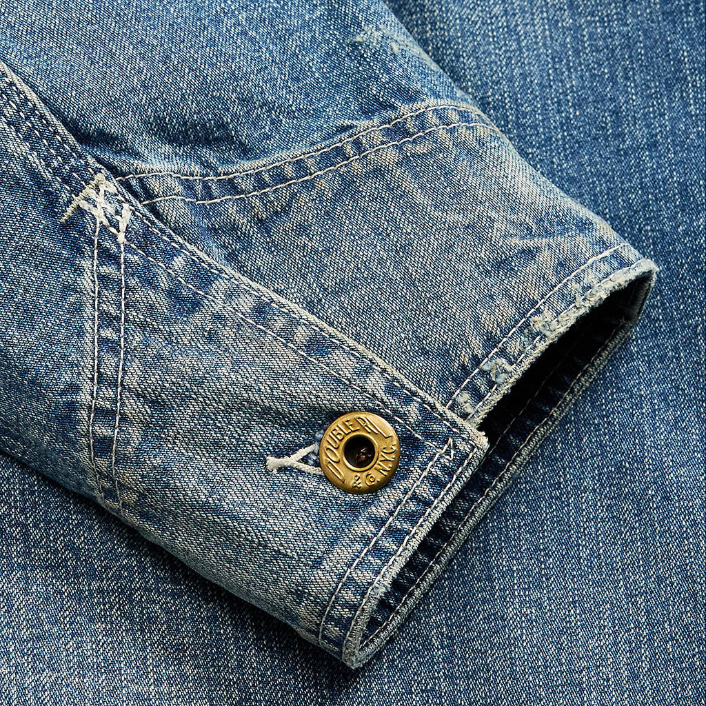 Double RL : CORDUROY-COLLAR INDIGO DENIM JACKET (BLUE)