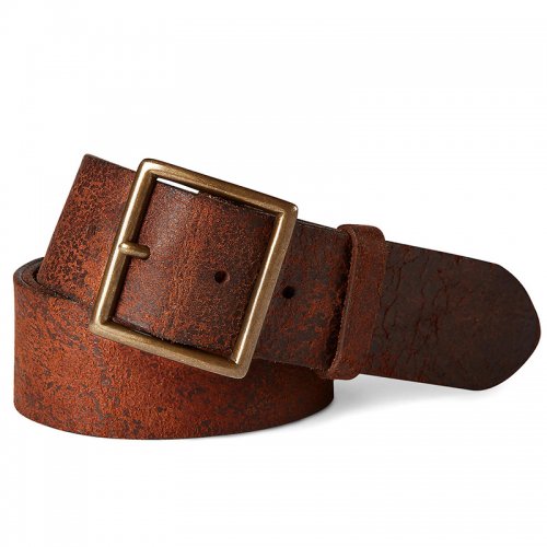 Double RL : DISTRESSED LEATHER BELT (DISTRESSED TAN)