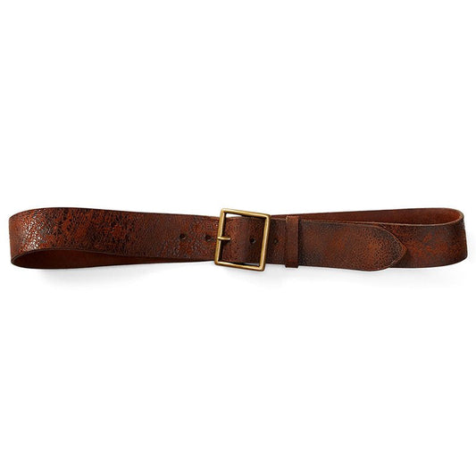 Double RL : DISTRESSED LEATHER BELT (DISTRESSED TAN)