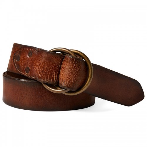 Double RL : DISTRESSED LEATHER BELT (VINTAGE BROWN)