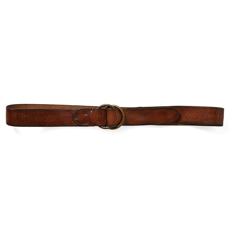 Double RL : DISTRESSED LEATHER BELT (VINTAGE BROWN)