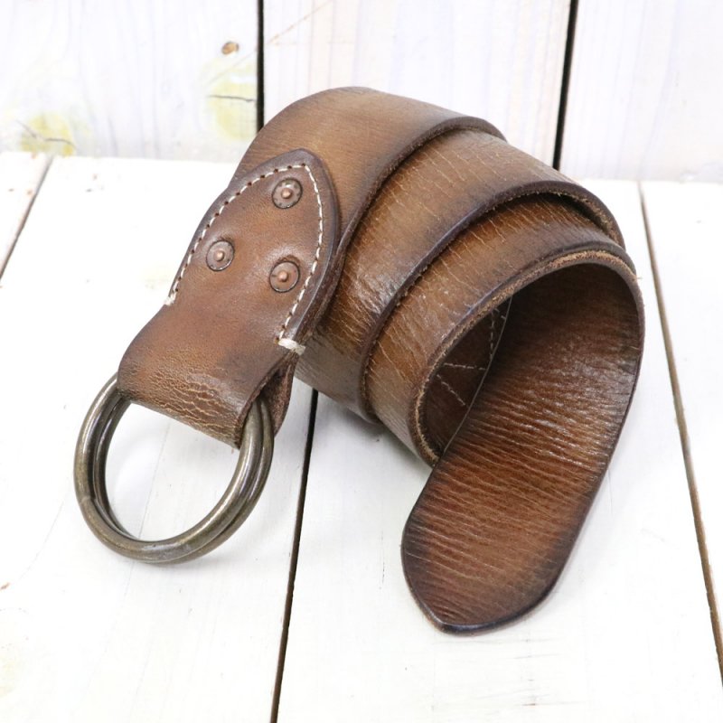 ITALY】vintage lether double ring belt - ベルト