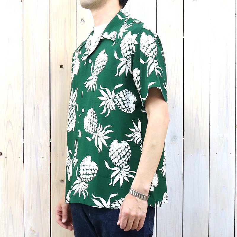 DUKE KAHANAMOKU : S/S RAYON HAWAIIAN SHIRT -DUKE’S PINEAPPLE (GREEN)