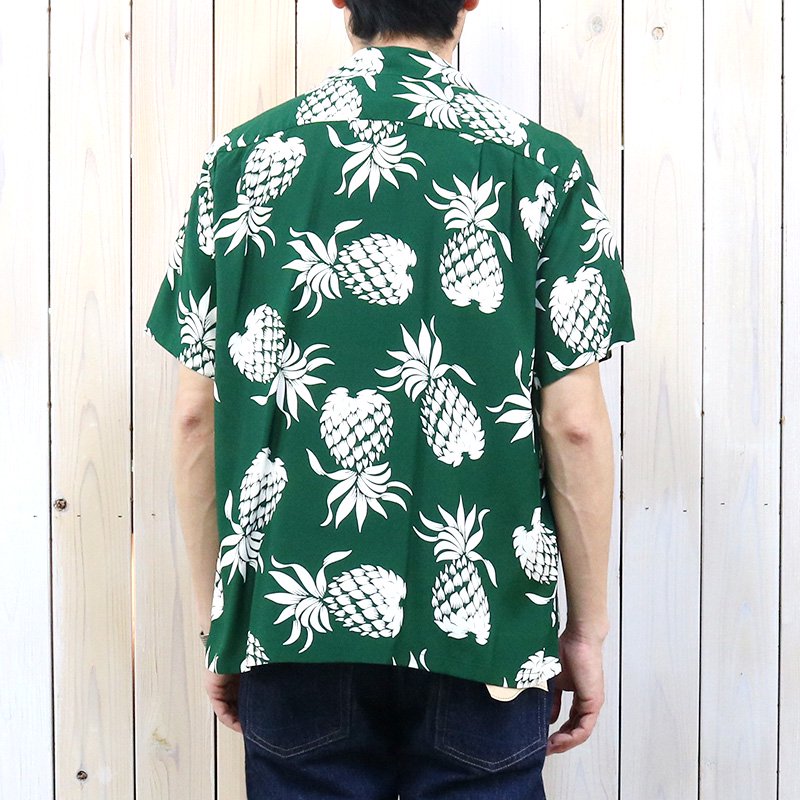 DUKE KAHANAMOKU : S/S RAYON HAWAIIAN SHIRT -DUKE’S PINEAPPLE (GREEN)