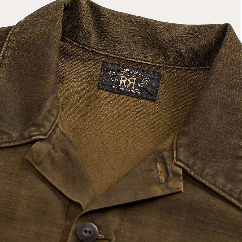 Double RL : REVERSE-SATEEN OVERSHIRT (BROWN)