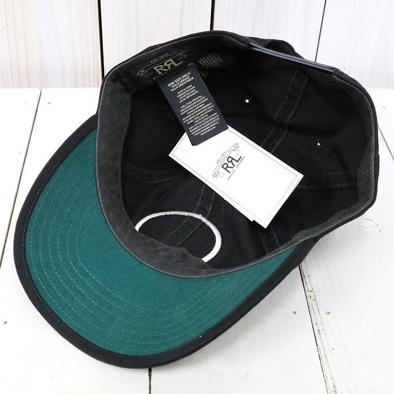 Double RL : GARMENT DYE TWILL BALL CAP (BLACK)