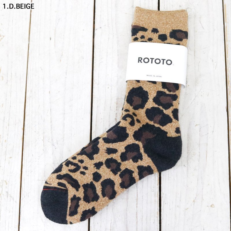 ROTOTO : PILE LEOPARD CREW SOCKS