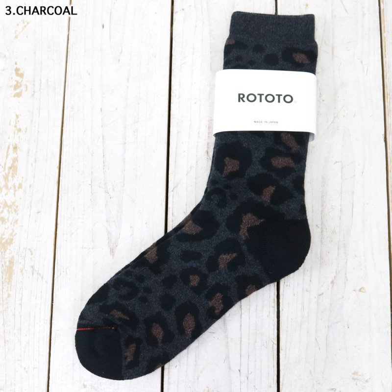 ROTOTO : PILE LEOPARD CREW SOCKS
