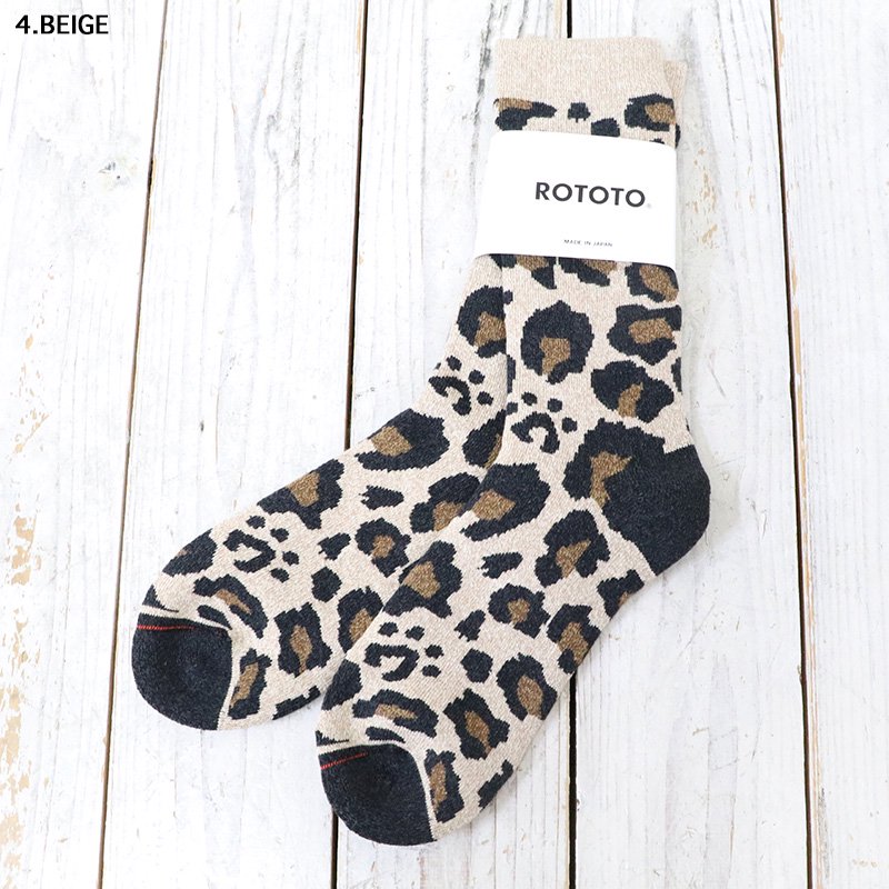 ROTOTO : PILE LEOPARD CREW SOCKS