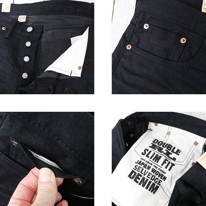 Double RL : SLIM FIT BLACK SELVEDGE JEAN (WORN IN BLACK WASH)