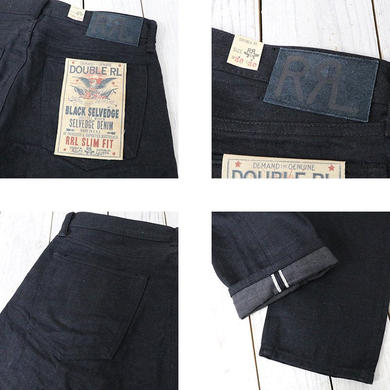 Double RL : SLIM FIT BLACK SELVEDGE JEAN (WORN IN BLACK WASH)