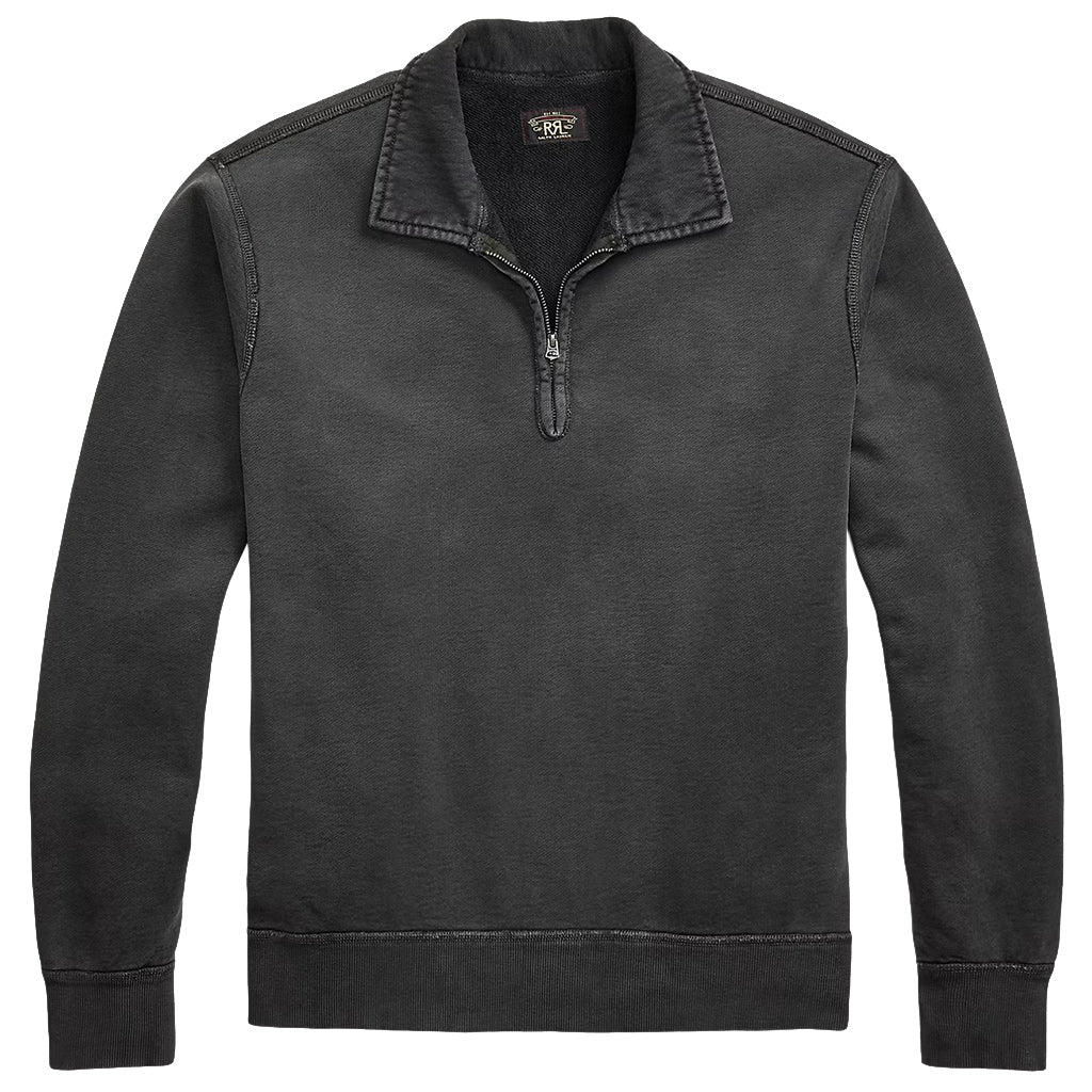 Double RL : FRENCH TERRY QUARTER ZIP PULLOVER (BLACK)