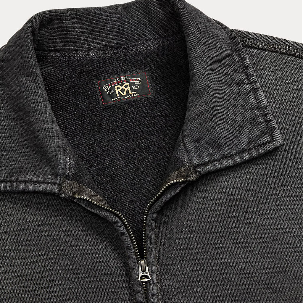 Double RL : FRENCH TERRY QUARTER ZIP PULLOVER (BLACK)