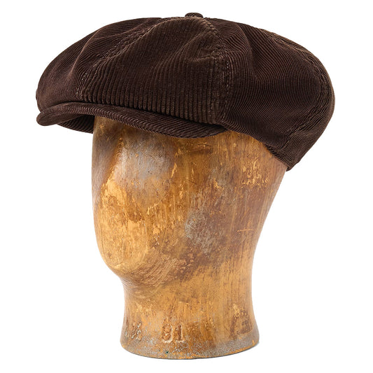 Double RL : CORDUROY NEWSBOY CAP (BROWN)