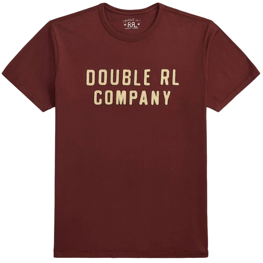 Double RL : LOGO GARMENT-DYED LOGO JERSEY T-SHIRT (VINTAGE BURGUNDY)