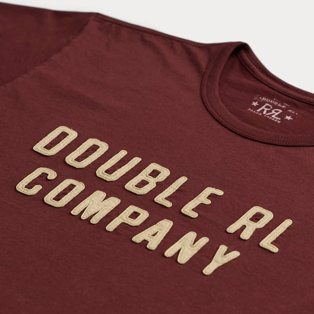 Double RL : LOGO GARMENT-DYED LOGO JERSEY T-SHIRT (VINTAGE BURGUNDY)