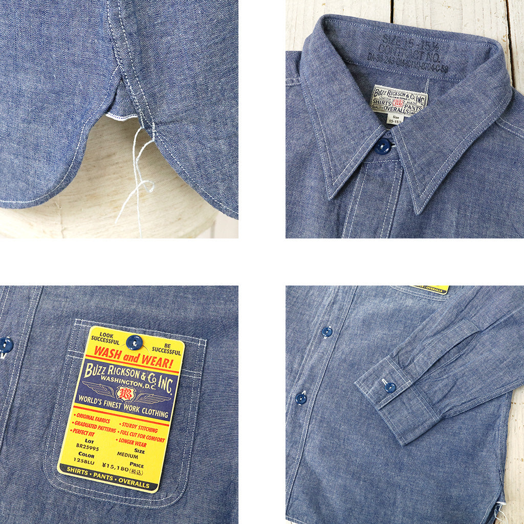 BUZZ RICKSON’S : BLUE CHAMBRAY WORK SHIRT (BLUE)