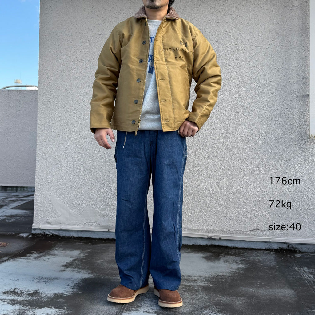 BUZZ RICKSON’S : N-1 KHAKI “NAVAL CLOTHING DEPOT DEPARTMENT” DEMOTEX-ED STENCIL “MIDWAY”