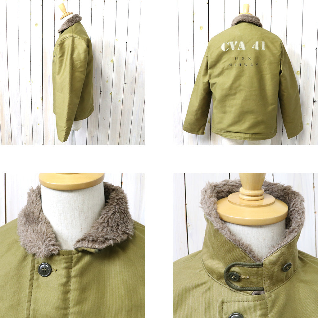 BUZZ RICKSON’S : N-1 KHAKI “NAVAL CLOTHING DEPOT DEPARTMENT” DEMOTEX-ED STENCIL “MIDWAY”