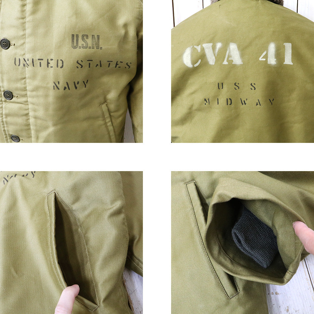 BUZZ RICKSON’S : N-1 KHAKI “NAVAL CLOTHING DEPOT DEPARTMENT” DEMOTEX-ED STENCIL “MIDWAY”