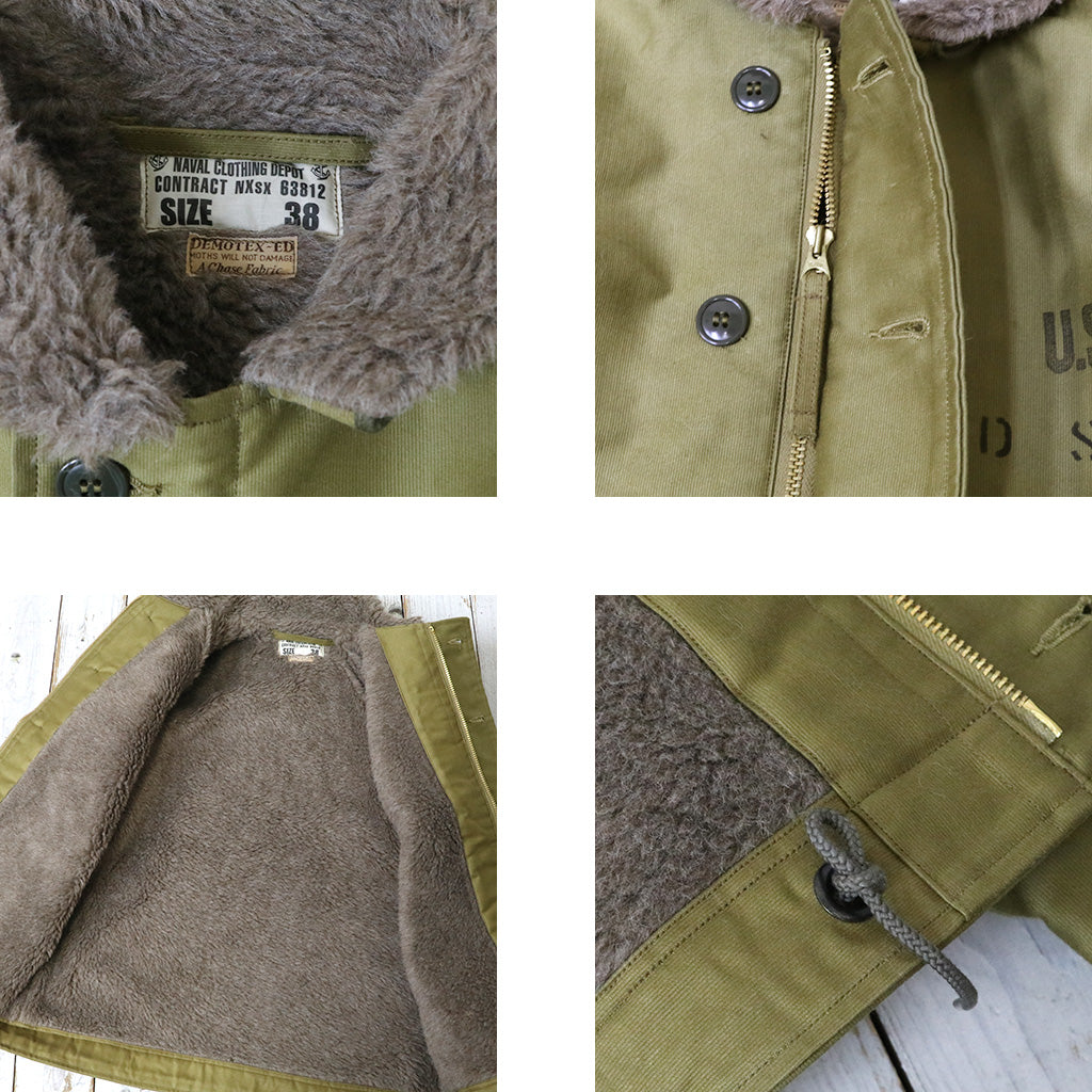 BUZZ RICKSON’S : N-1 KHAKI “NAVAL CLOTHING DEPOT DEPARTMENT” DEMOTEX-ED STENCIL “MIDWAY”