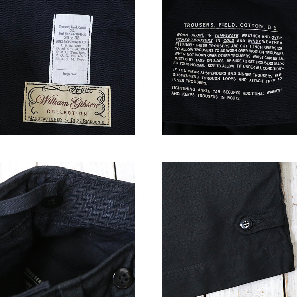BUZZ RICKSON’S WILLOAM GIBSON COLLECTION : TROUSERS,FIELD,M-1943 BLACK