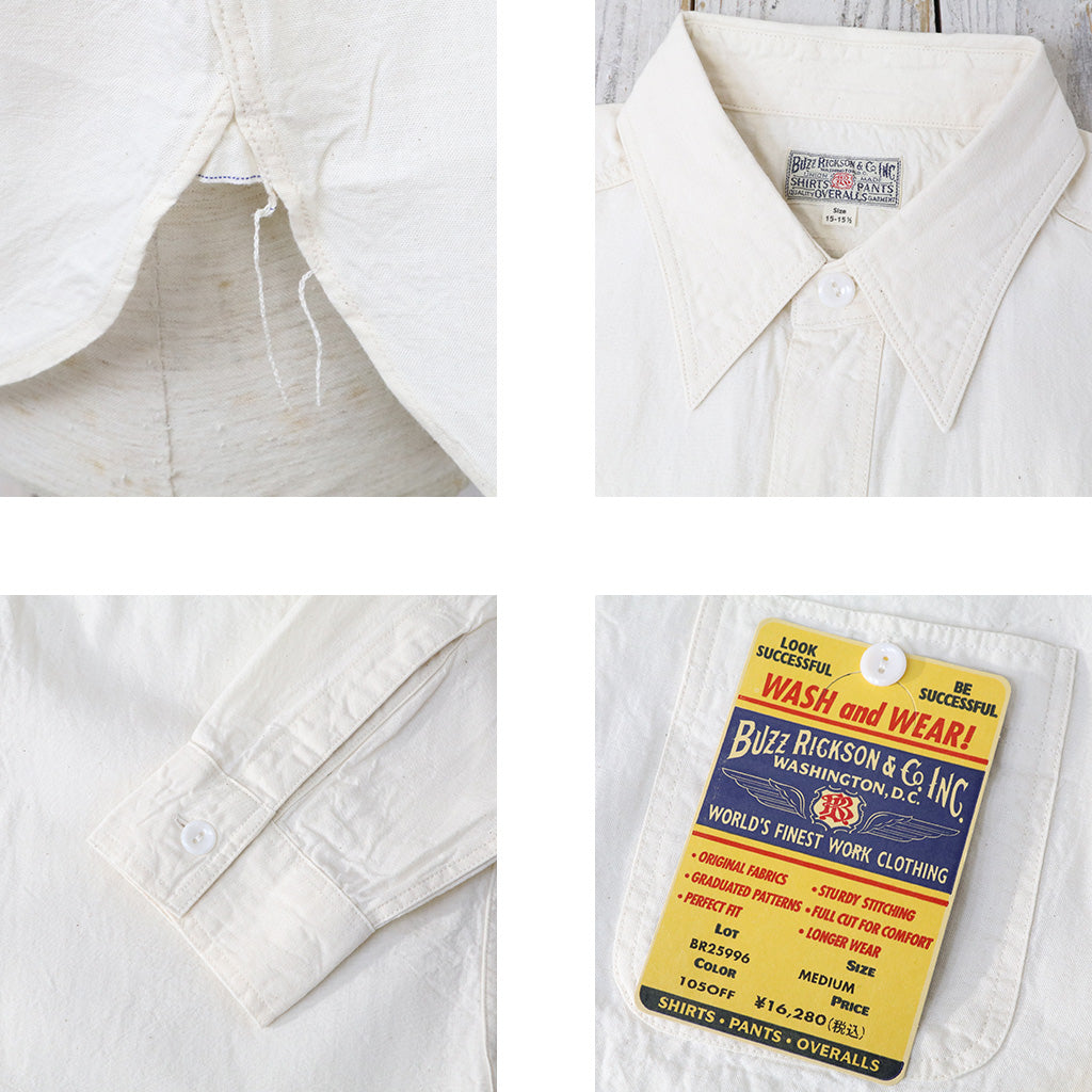 BUZZ RICKSON’S : WHITE CHAMBRAY WORK SHIRT (OFF WHITE)