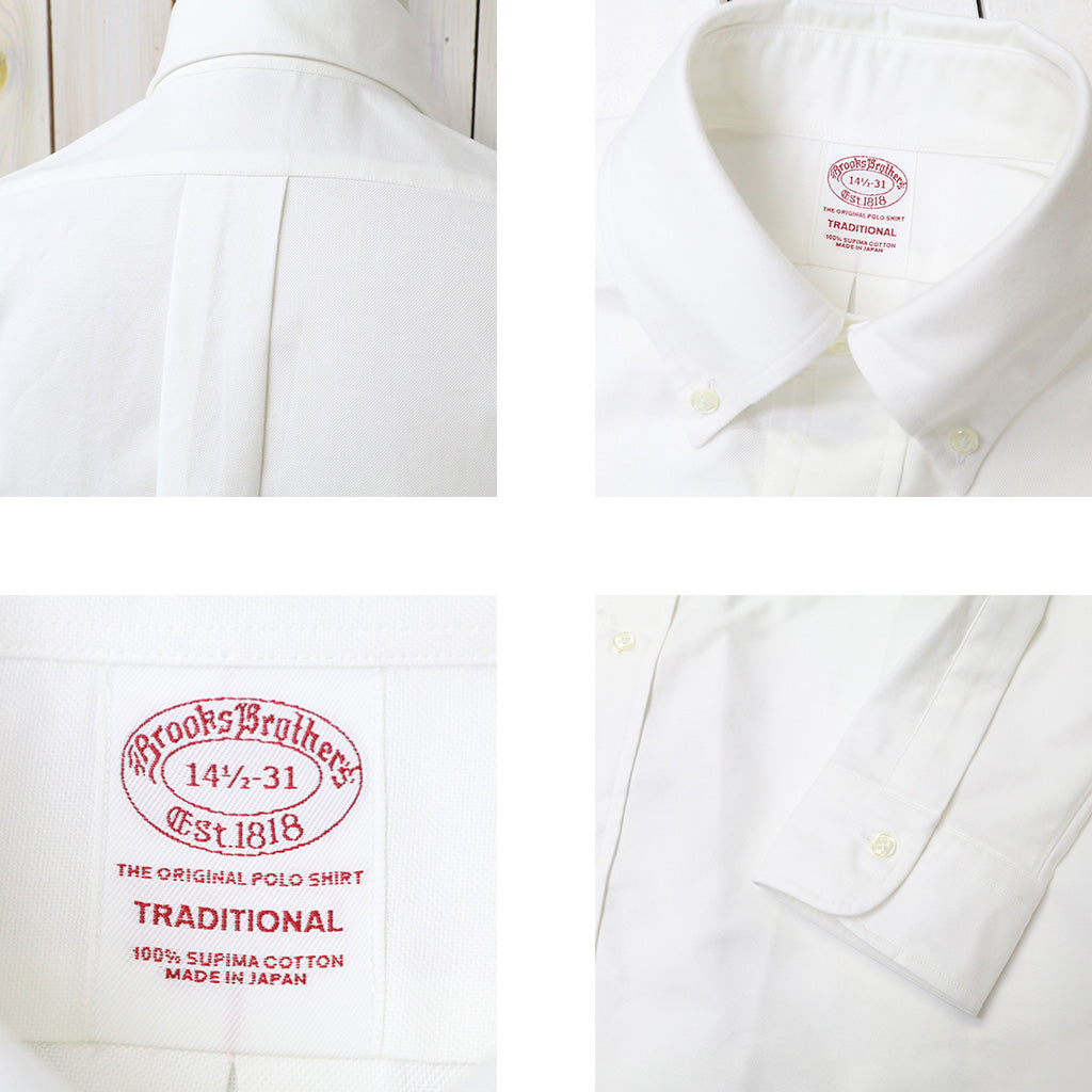 Brooks Brothers : スーピマコットン オックスフォード ドレスシャツ Traditional Fit  (WHITE)