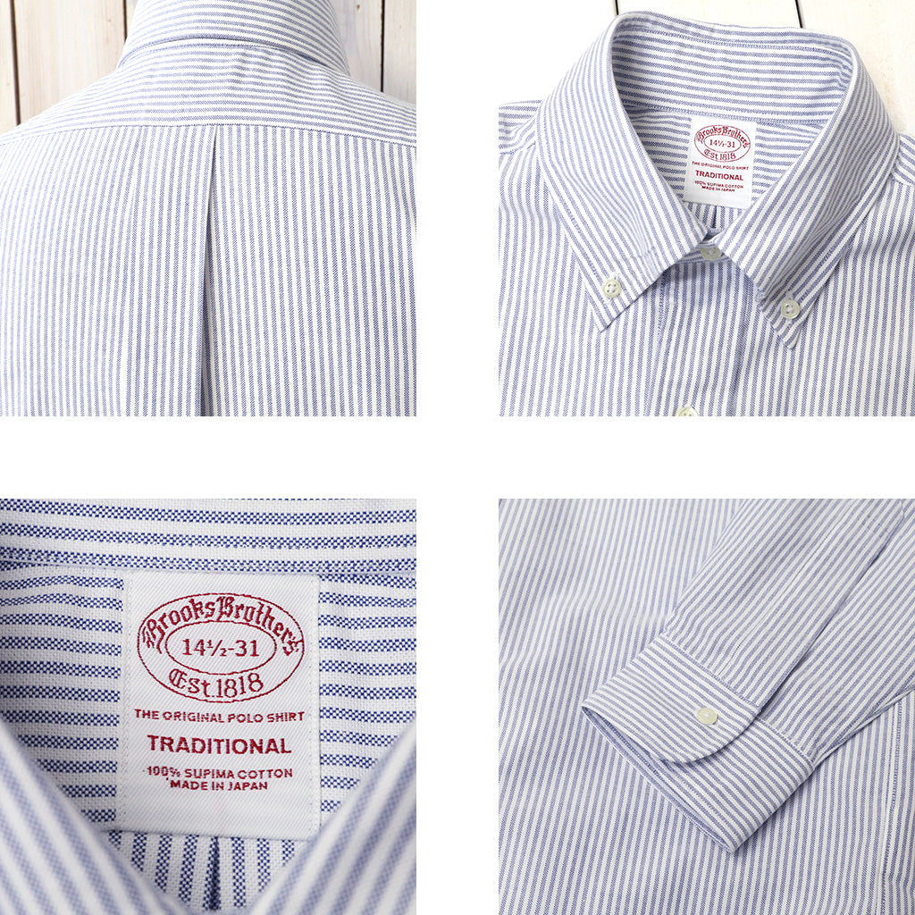 Brooks Brothers : スーピマコットン オックスフォード ドレスシャツ Traditional Fit  (BLUE STRIPE)