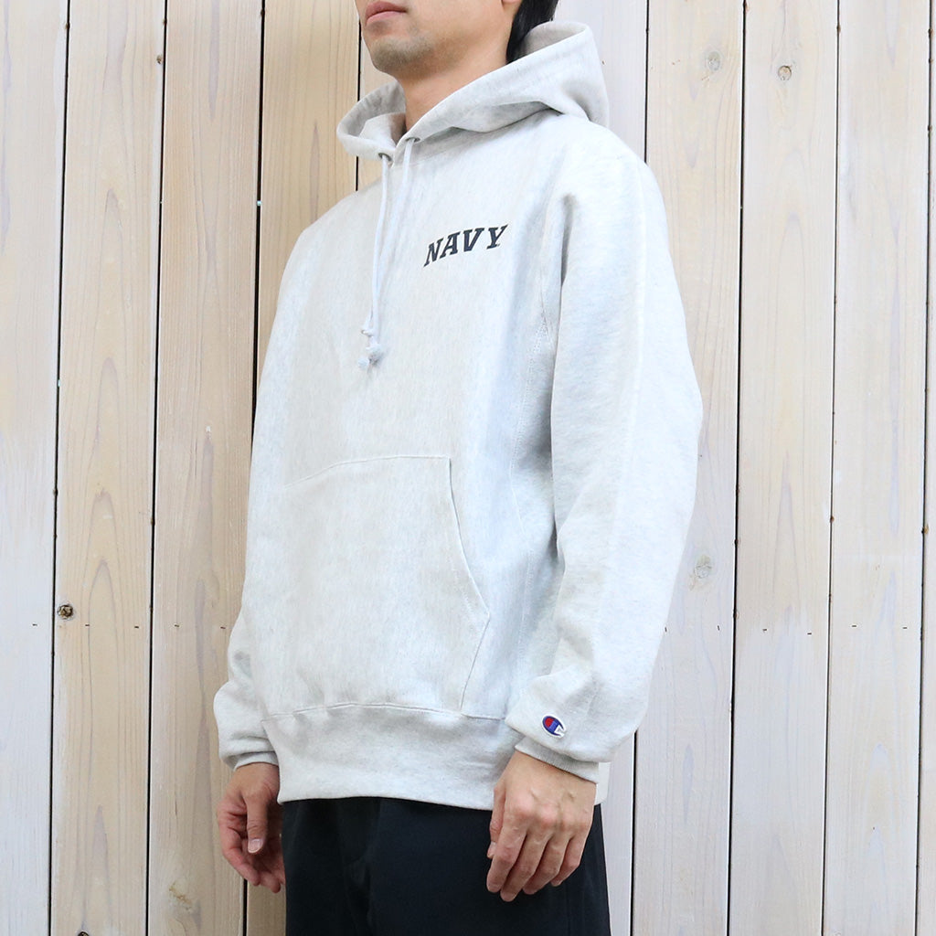 【SALE30%OFF】Champion : NAVY CHAMPION 2-SIDED REVERSE WEAVE HOOD (ASH GREY)