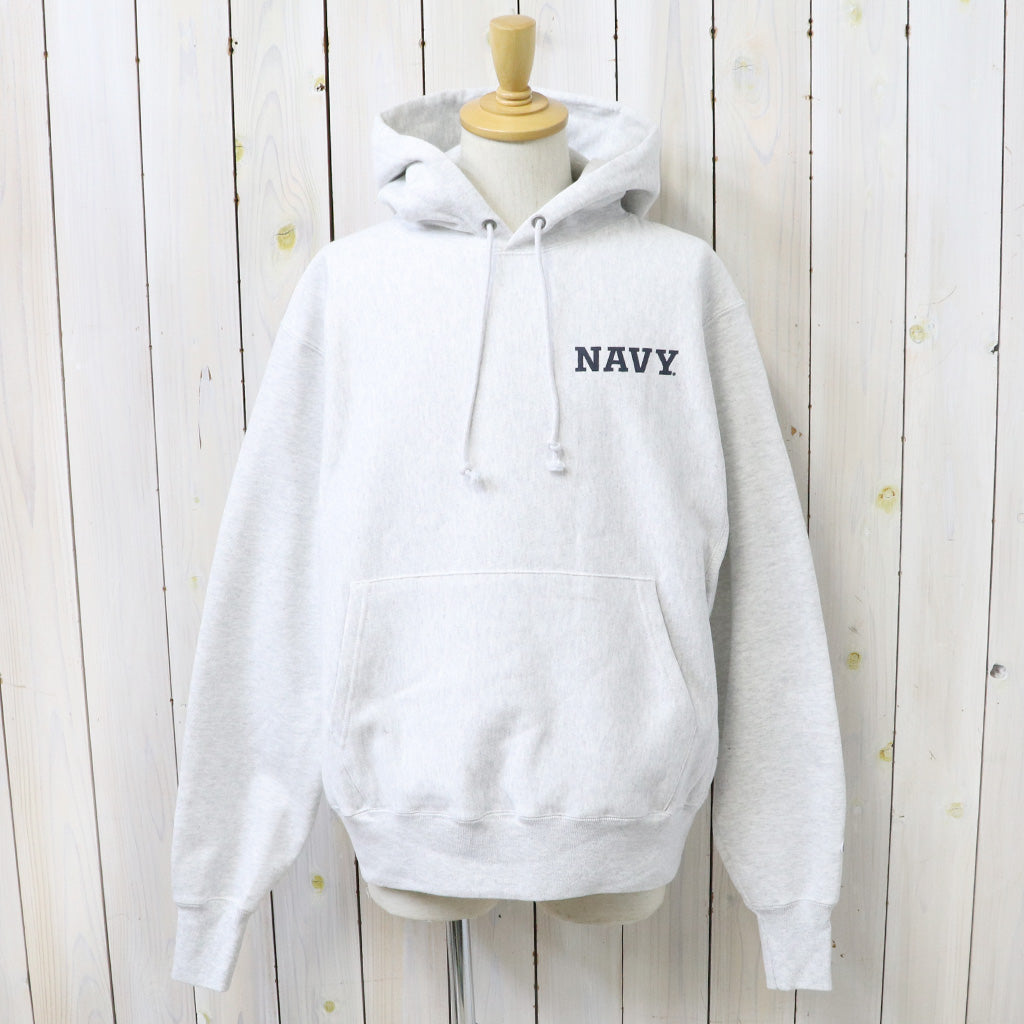 【SALE30%OFF】Champion : NAVY CHAMPION 2-SIDED REVERSE WEAVE HOOD (ASH GREY)