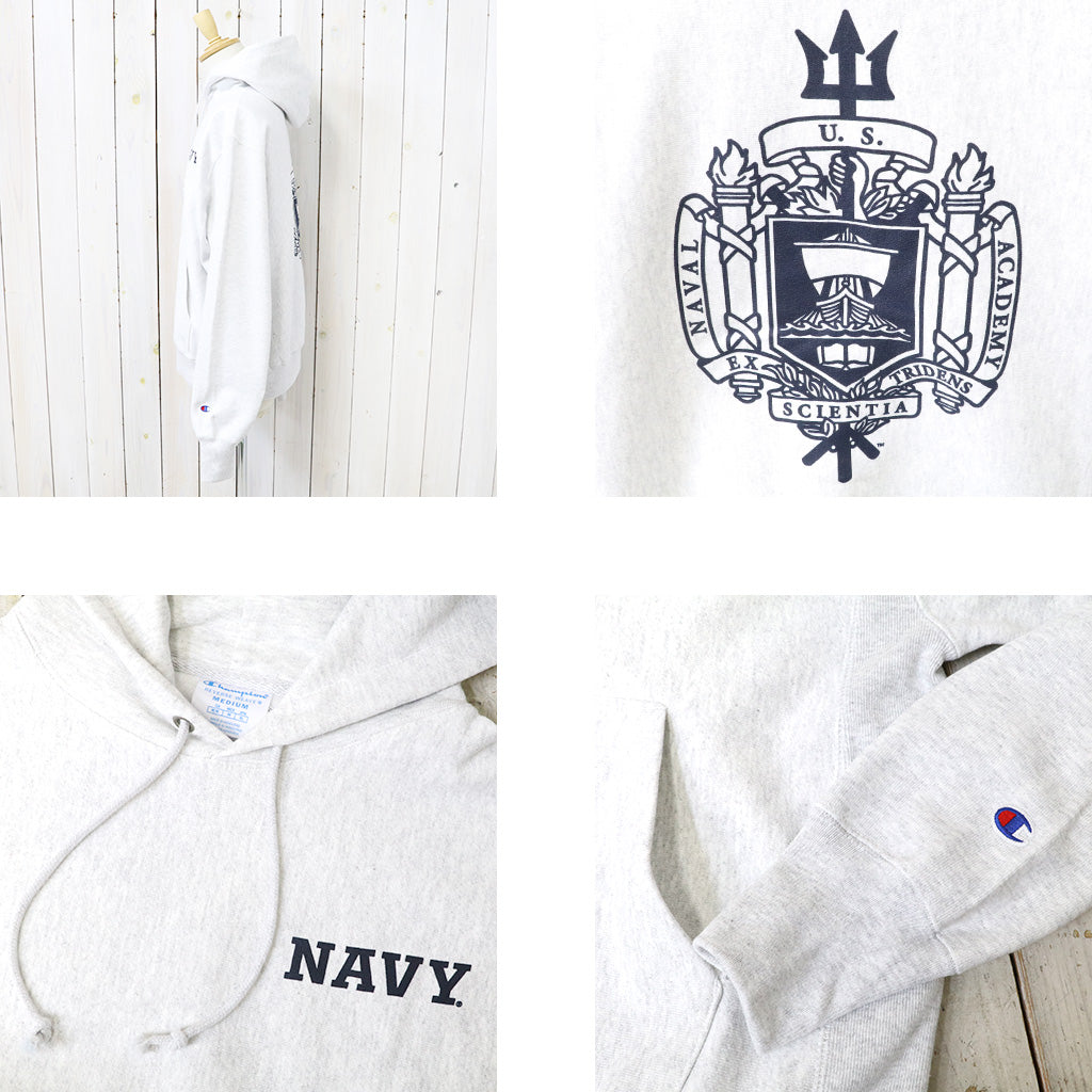 【SALE30%OFF】Champion : NAVY CHAMPION 2-SIDED REVERSE WEAVE HOOD (ASH GREY)
