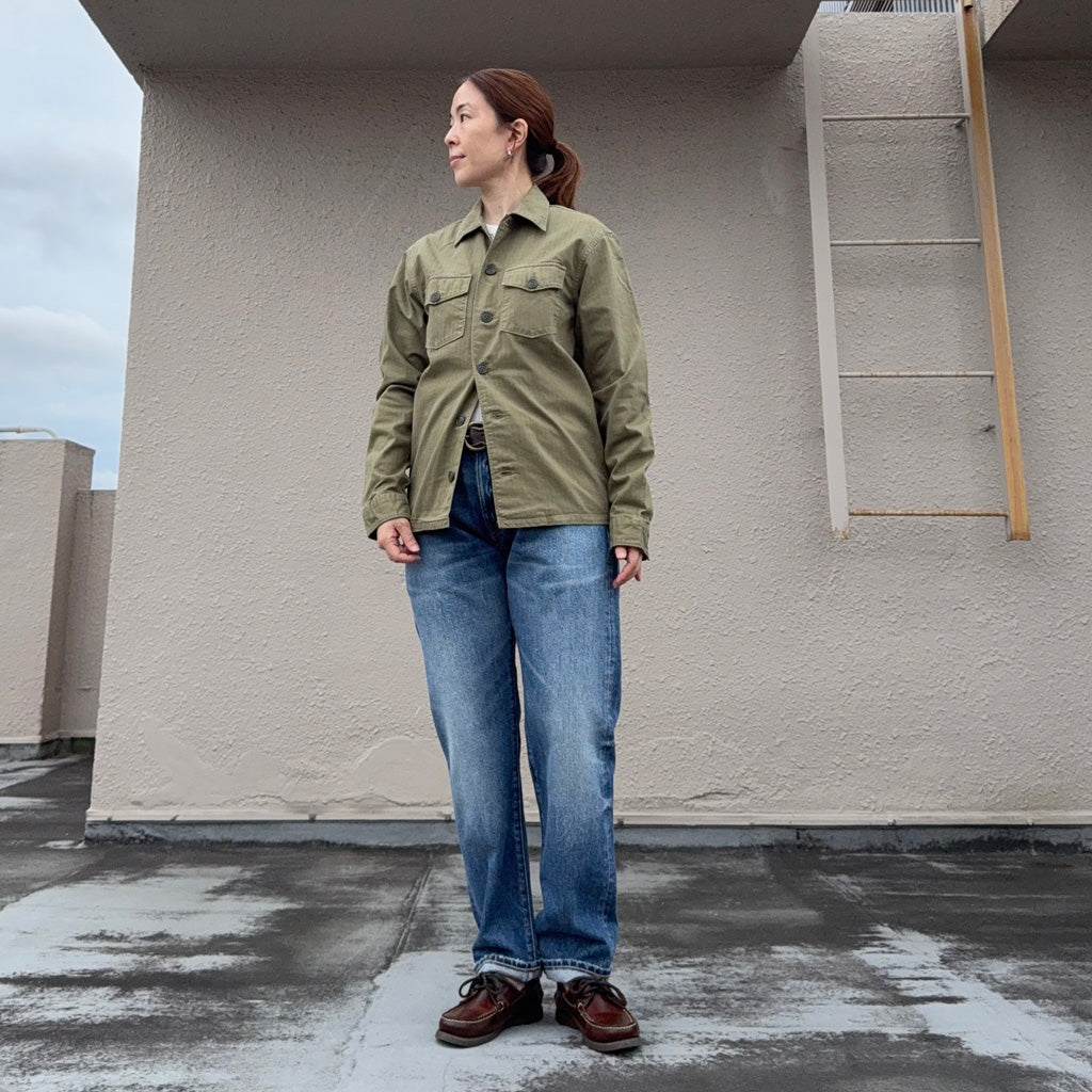 Double RL : HERRINGBONE TWILL SHIRT (MILITARY OLIVE)