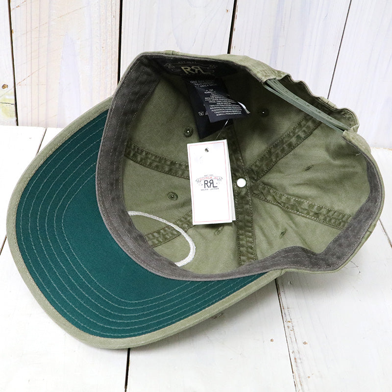 Double RL : GARMENT DYE TWILL BALL CAP (BREWSTER GREEN)